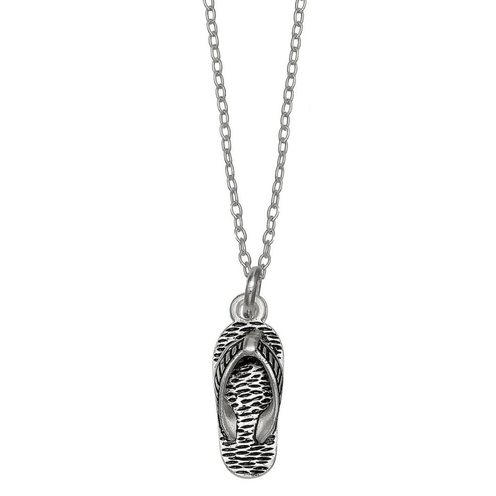 925 Sterling Silver Flip Flop Pendant Necklace